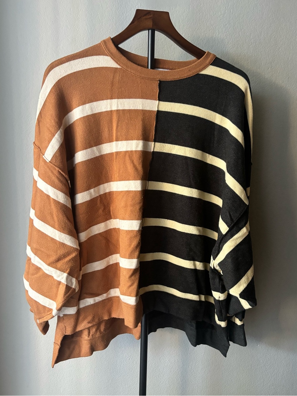 Two-Tone Striped oversized Sweater